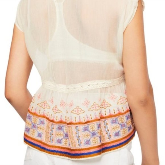 Free People | All Your Feelings | Sheer Blouse | Embroidered | XS - Picture 2 of 10